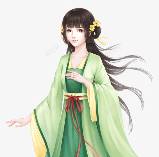绿衣少女00001普通png免抠素材_新图网 https://ixintu.com 绿衣 少女 普通