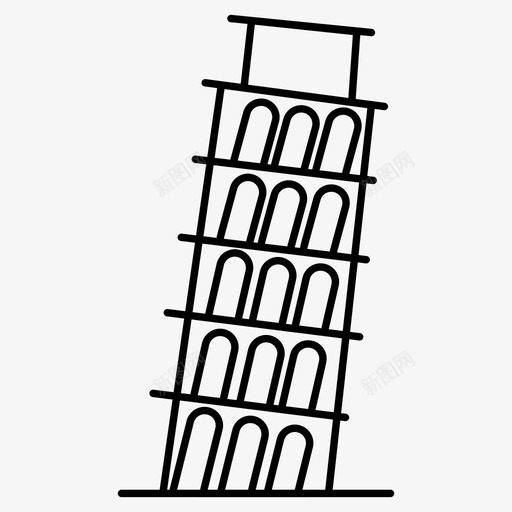 比萨塔意大利地标斜塔svg_新图网 https://ixintu.com 比萨塔 地标 意大利 斜塔塔 世界 奇迹 迹地 标线 向量 图标