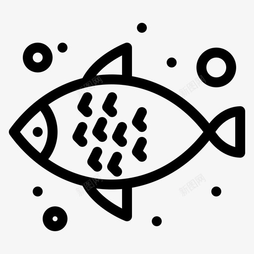 鱼海鲜水svg_新图网 https://ixintu.com 海鲜 食物 粗线