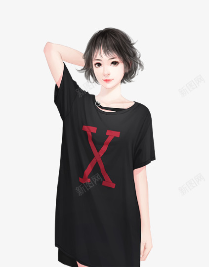 短发女生常服png免抠素材_新图网 https://ixintu.com 短发 女生 常服