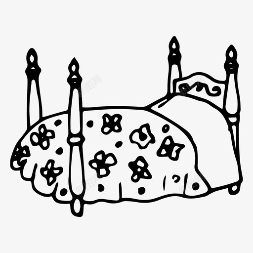卧室床手绘家具svg_新图网 https://ixintu.com 卧室 手绘 家具
