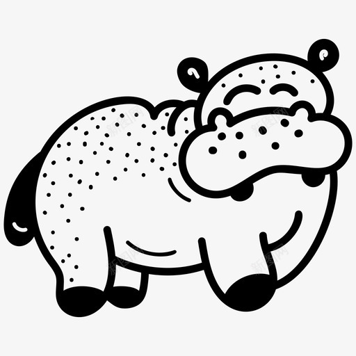 河马卡通画河马半水生哺乳动物svg_新图网 https://ixintu.com 河马 卡通画 水生 哺乳动物 卡通 一套 可爱 爱的 动物 字形 矢量