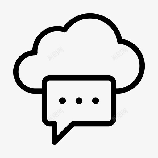 云消息气泡通知svg_新图网 https://ixintu.com 消息 气泡 通知 服务器 数据库 云计算 字形