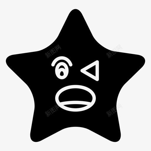 眨眼表情符号星星svg_新图网 https://ixintu.com 表情 符号 星星 眨眼 哈欠 实心