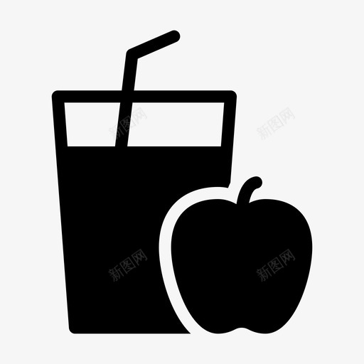 苹果汁饮料玻璃杯svg_新图网 https://ixintu.com 苹果汁 果汁饮料 玻璃杯 吸管 巧克力 甜点 点线 字形