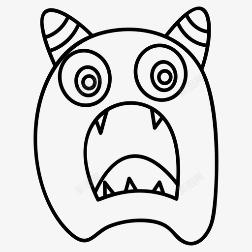 受惊怪物角色生物svg_新图网 https://ixintu.com 怪物 受惊 角色 生物 脸集 合线 向量 图标