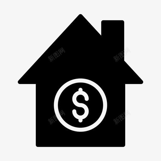 房屋美元房屋租金svg_新图网 https://ixintu.com 房屋 美元 租金 销售 房地产 字形