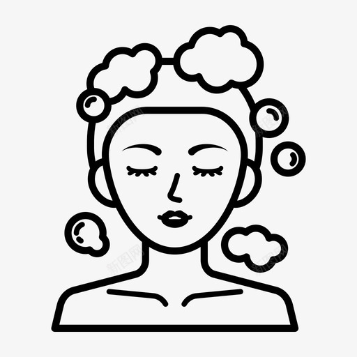 洗头洗澡清洁svg_新图网 https://ixintu.com 洗头 洗澡 清洁 淋浴 女人 美女