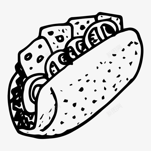 三明治食物手绘svg_新图网 https://ixintu.com 三明治 食物 手绘 热狗