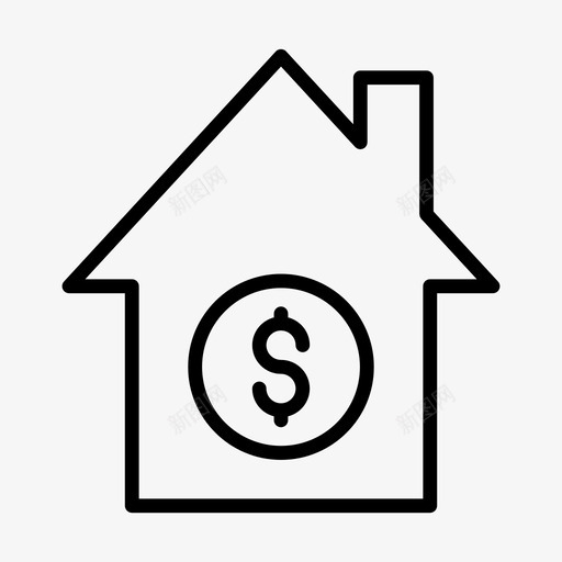 房屋美元房屋租金svg_新图网 https://ixintu.com 房屋 美元 租金 销售 房地产 字形