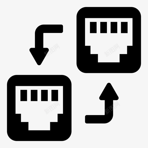 数据传输连接连接器svg_新图网 https://ixintu.com 数据传输 连接器 串行 连接 端口 网络 通信 固体 图标