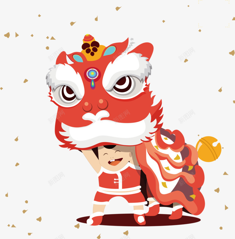 舞狮舞龙插画舞龙卡通png免抠素材_新图网 https://ixintu.com 舞龙 舞狮 插画 卡通