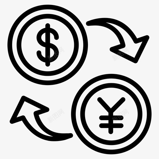 货币兑换美元兑换外汇兑换svg_新图网 https://ixintu.com 兑换 货币 美元 外汇 向量 图标