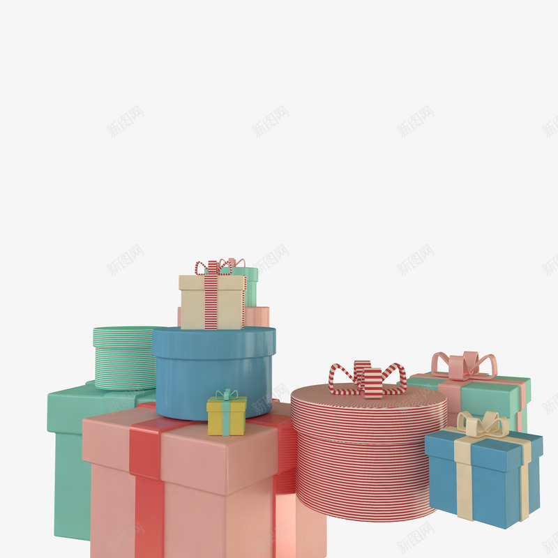 c4d立体礼物盒Moregveypng_新图网 https://ixintu.com 立体 礼物