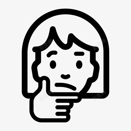 思考的女孩思考困境svg_新图网 https://ixintu.com 思考 女孩 困境 犹豫不决 面部 表情
