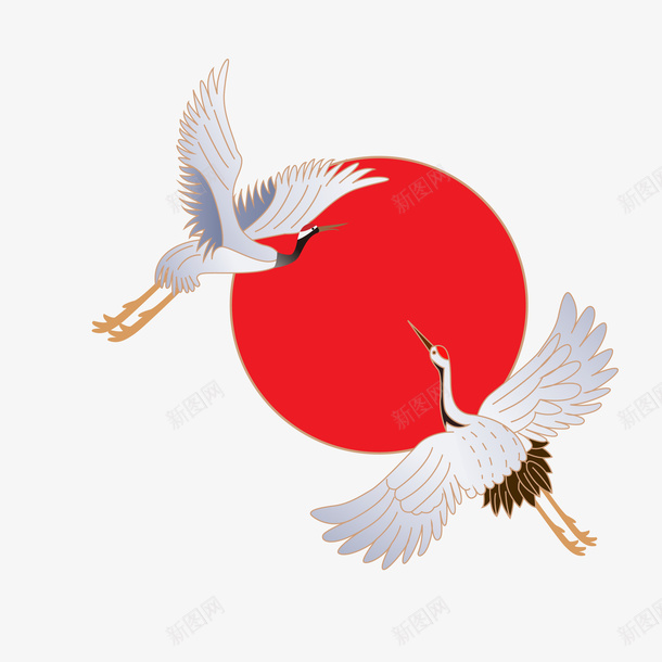 国朝仙鹤透明背景psd免抠素材_新图网 https://ixintu.com 国朝 仙鹤 红 卡通