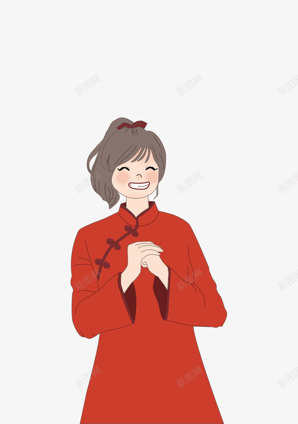 插画拜年女孩png免抠素材_新图网 https://ixintu.com 插画 拜年 女孩 春节 喜庆