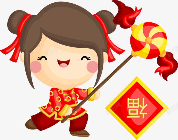 新年福娃妹妹福到ai免抠素材_新图网 https://ixintu.com 新年 福娃 妹妹 福到