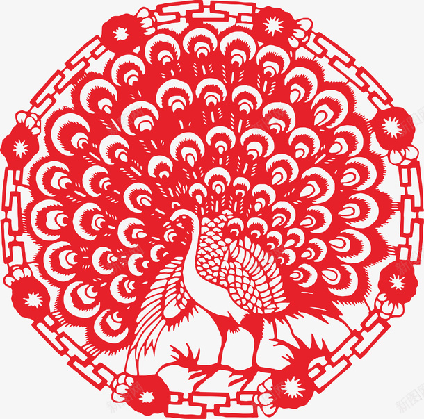 传统剪纸孔雀png免抠素材_新图网 https://ixintu.com 剪纸 孔雀 喜庆 元素