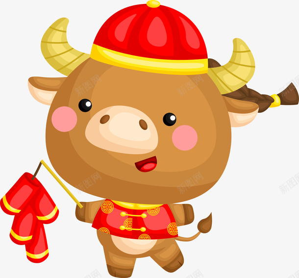 新春牛年放鞭炮ai免抠素材_新图网 https://ixintu.com 春节 牛年 鞭炮 吉祥