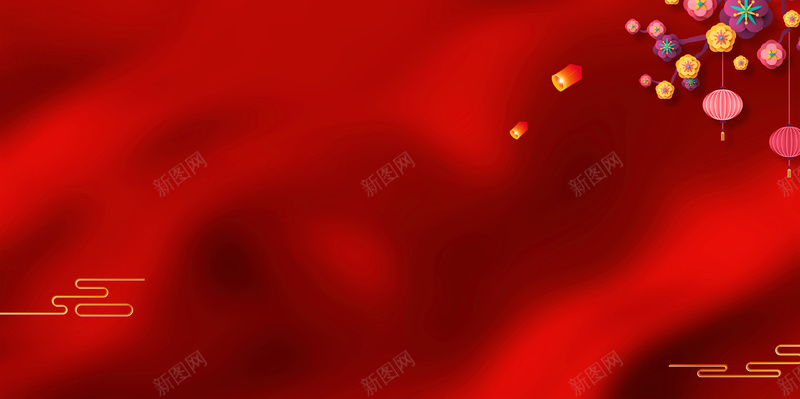 红色春节元素背景图psd设计背景_新图网 https://ixintu.com 底纹 光效 梅花树枝 背景图 年会 商务 云纹