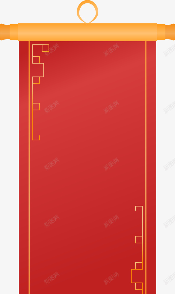 中式卷轴边框png免抠素材_新图网 https://ixintu.com 中国风卷轴 中式边框 标题框 竖挂卷轴 纹理 花纹