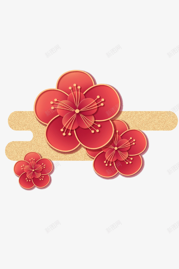 鎏金桃花年味png免抠素材_新图网 https://ixintu.com 桃花 鎏金 新年装饰 漂浮元素
