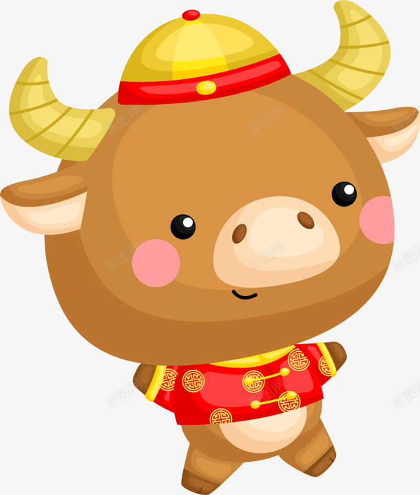 2021新年牛牛拜年ai免抠素材_新图网 https://ixintu.com 新年 拜年 新春 春节