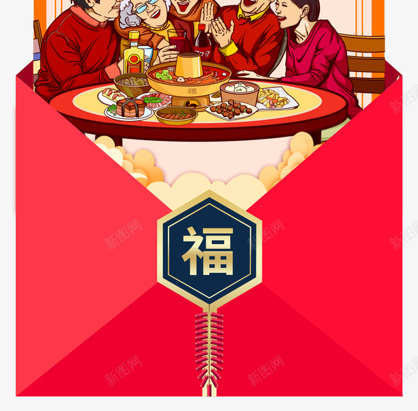 春节年夜饭灯笼鞭炮手绘人物餐桌psd_新图网 https://ixintu.com 年夜饭 手绘人物 挥春 春节 灯笼 鞭炮 餐桌