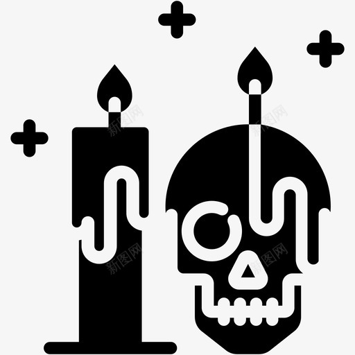 蜡烛骨头死亡svg_新图网 https://ixintu.com 万圣节 蜡烛 骨头 死亡 魔鬼 元素