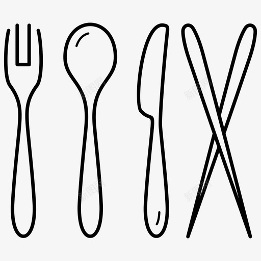 餐具筷子叉子svg_新图网 https://ixintu.com 餐具 筷子 叉子 勺子