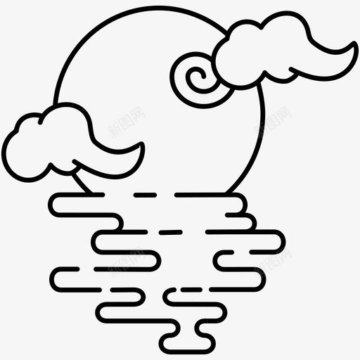 韩国传统图案丰月中秋节svg_新图网 https://ixintu.com 韩国 传统 图案 丰月 中秋节 月饼 日落