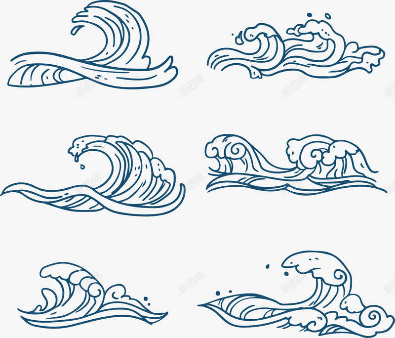 手绘海浪插画设计png免抠素材_新图网 https://ixintu.com 手绘 海浪 插画 设计
