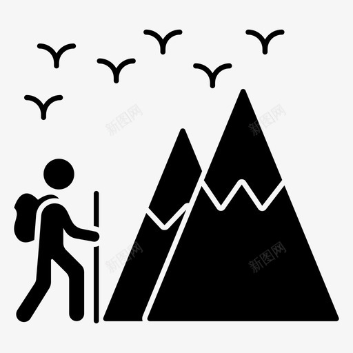 登山者远足者svg_新图网 https://ixintu.com 一组 事件 娱乐 旅行者 游客 登山 矢量 矢量图 符号 背包的登山者 远足者