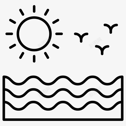 海海滩边早晨时间svg_新图网 https://ixintu.com 图标 海滩 早晨 时间 海景 海边 彩色 轮廓 标线 集合