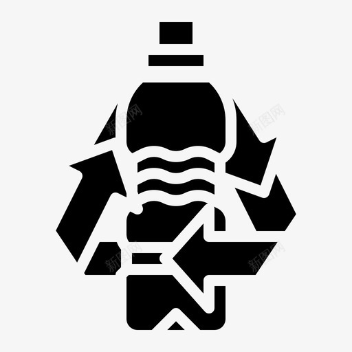 水瓶饮用回收svg_新图网 https://ixintu.com 水瓶 回收 饮用 再利用 固体 图标