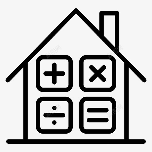 房地产计算房屋价值土地估价svg_新图网 https://ixintu.com 房地产 计算 价值 房产 房屋 土地估价 抵押 一套 轮廓 图标
