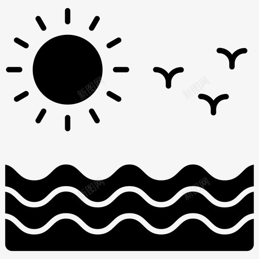 海海滩边早晨时间svg_新图网 https://ixintu.com 图标 海滩 早晨 时间 海景 海边 彩色 轮廓 字形 集合