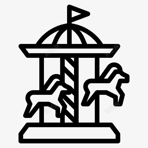 旋转木马游乐场马svg_新图网 https://ixintu.com 游乐场 旋转 木马 马公园 公园 轮廓 图标