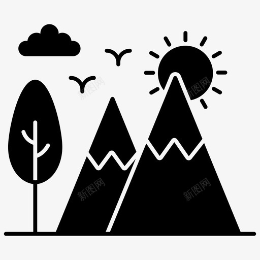 自然白天山站svg_新图网 https://ixintu.com 自然 一套 矢量图 矢量 字形 环保 生态 山脉 白天山 景观 天山