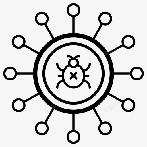 隔离病毒防病毒虫子感染病毒svg_新图网 https://ixintu.com 隔离 病毒 虫子 防病毒 感染 恶意 软件 网络 托管 图标 集合