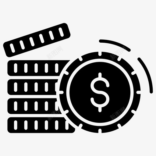 硬币堆现金货币硬币svg_新图网 https://ixintu.com 硬币 货币 现金 美元 彩色 轮廓 图标 字形 收集