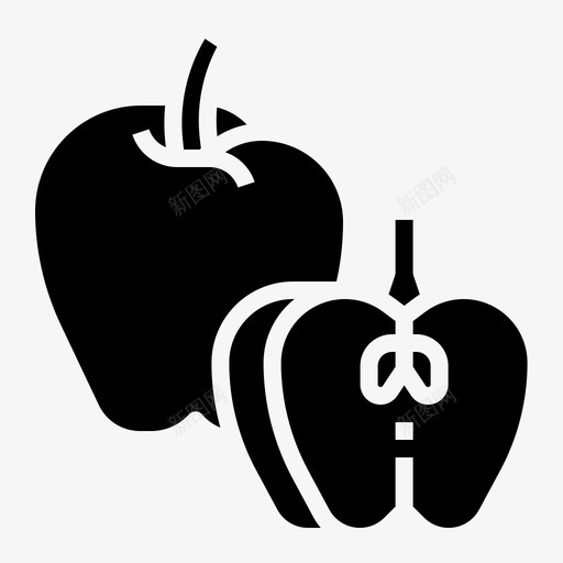 苹果水果健康svg_新图网 https://ixintu.com 水果 苹果 健康 素食 实心 图标 套装