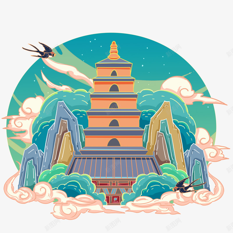 西安大雁塔png免抠素材_新图网 https://ixintu.com 西安 安大 雁塔