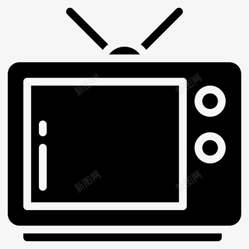 电视监视器旧电视svg_新图网 https://ixintu.com 电视 监视器 天线 通信 符号