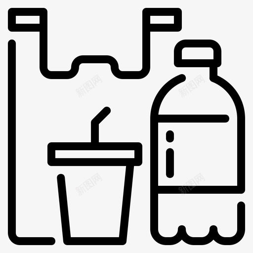 塑料瓶子杯子svg_新图网 https://ixintu.com 塑料 塑料瓶 瓶子 杯子 玻璃 购物袋 污染 轮廓