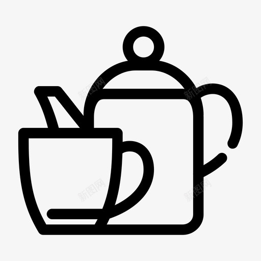 茶具茶杯茶壶svg_新图网 https://ixintu.com 茶具 茶壶 茶杯 餐具 食品 线图 图标 间隙 中等