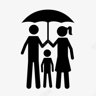 伞下的爸爸妈妈孩子家庭图标