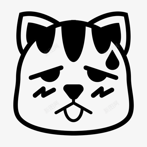 疲倦的猫表情生病svg_新图网 https://ixintu.com 累瘫 可爱 爱的 生病 疲倦 笑脸 表情