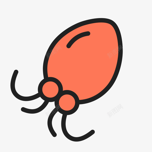 鱿鱼仔svg_新图网 https://ixintu.com 鱿鱼 线性 填充 简约 可爱 食品 三只 松鼠